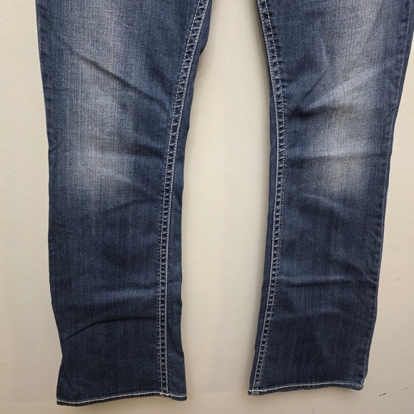 Silver‎ Pioneer Jeans Women's Boot Cut Dark Wash Denim Embellished Pockets 30/33 - Picture 5 of 14